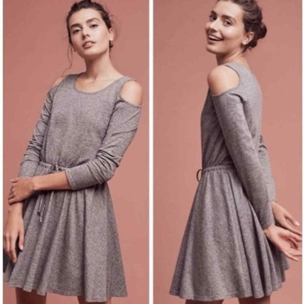 Anthropologie Lili’s Closet NWT Gray Dress Size Large Cold Shoulder Swing Summer